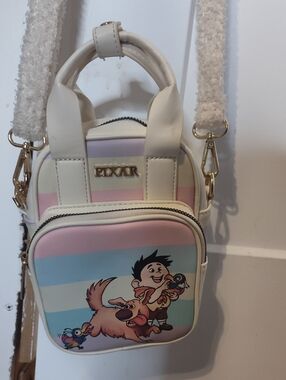 Pixar Cream Mini Crossbody Bag with Pastel Stripes